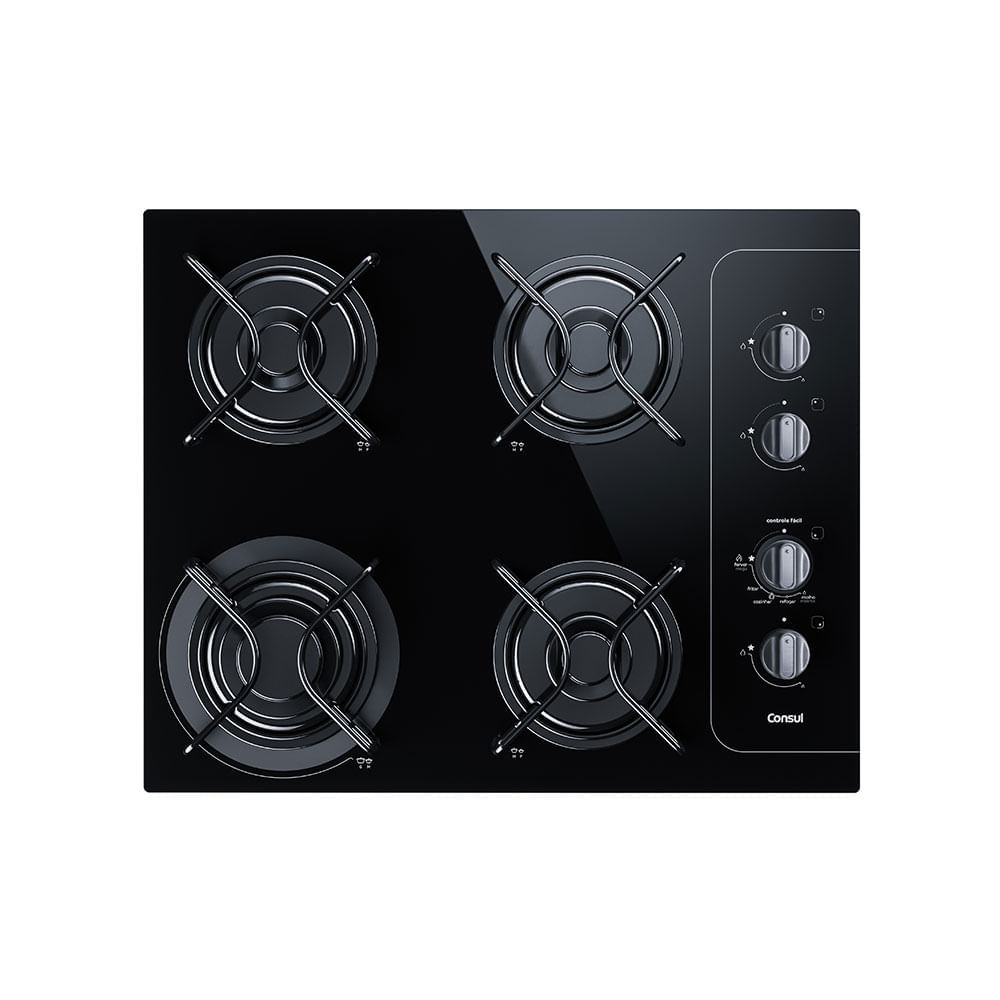 Cooktop Consul 4 Bocas Facilite com Controle Fácil e Acendimento Automático Preto CD060AE – Bivolt Bivolt