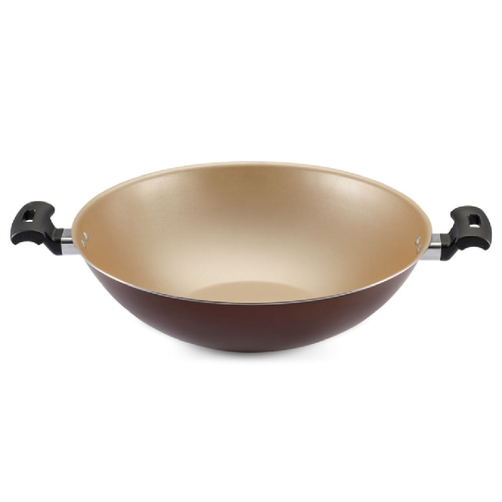 Panela Wok Panelux 5 Litros 32cm Antiaderente com Tampa de Vidro Premium Marrom