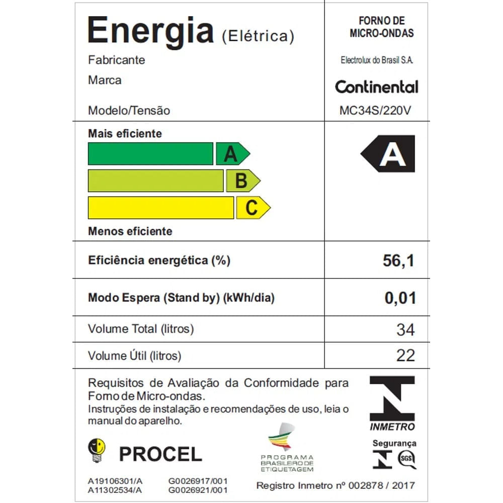 Micro-ondas Continental 34 Litros Prata MC34S – 220 Volts 220 Volts