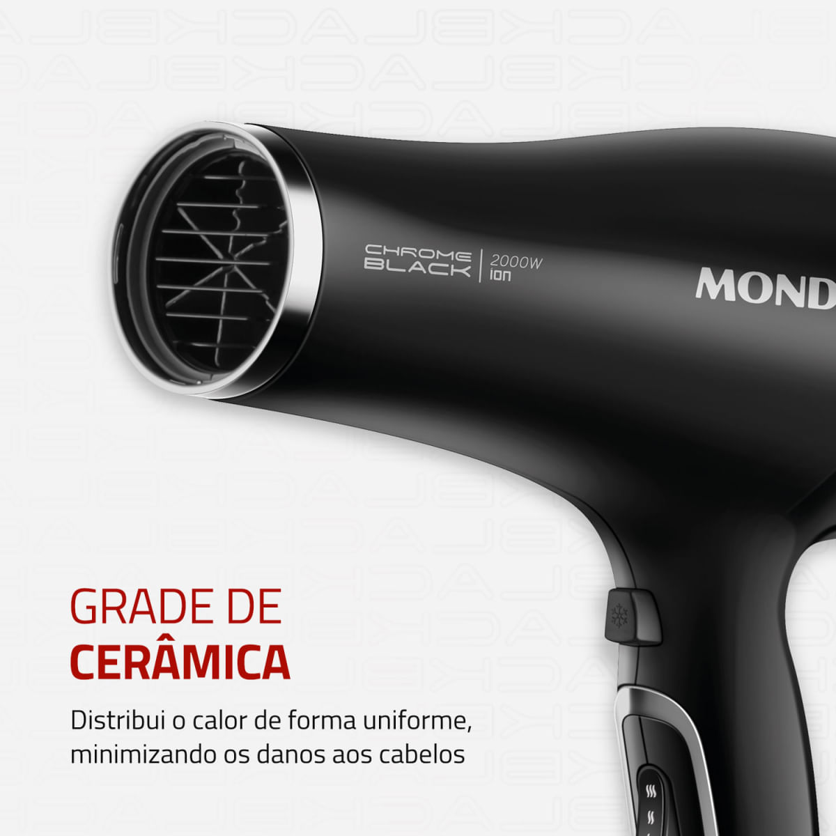 Secador de Cabelos Mondial Preto/Cromado Prata - SCN-04 127V