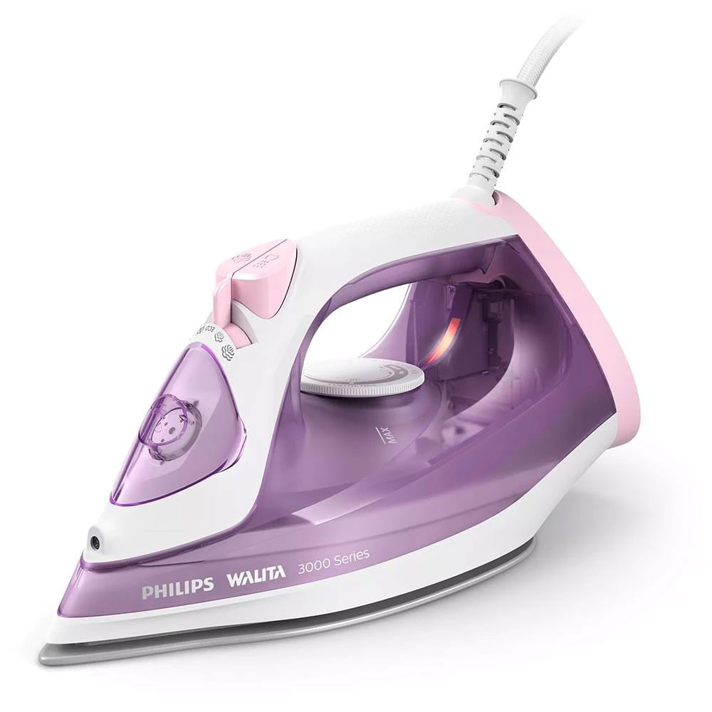 Ferro de Passar a Vapor Base de Cerâmica com Spray Philips Walita 3000 Series Rosa 2000 W