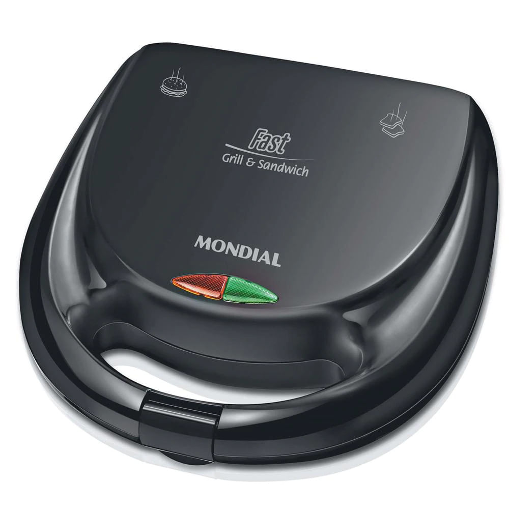 Sanduicheira Fast Grill e Sandwich Mondial S-12 com 750W de Potência Preto / 110V