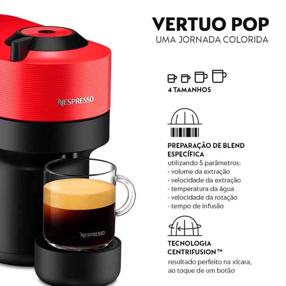 Máquina de Café Nespresso Vertuo Pop com Kit Boas-Vindas Vermelho / 110V