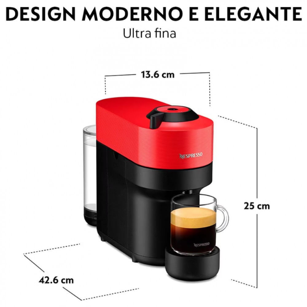 Máquina de Café Nespresso Vertuo Pop com Kit Boas-Vindas Vermelho / 110V