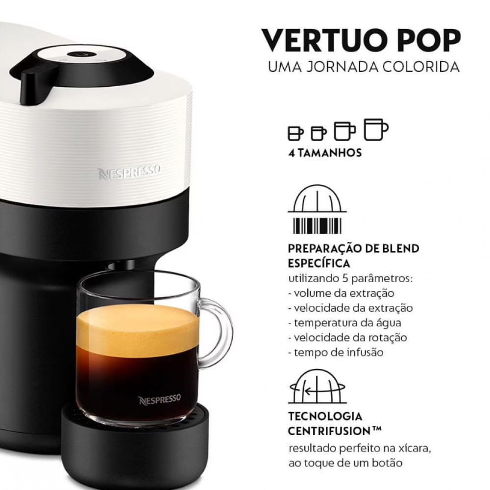 Máquina de Café Nespresso Vertuo Pop com Kit Boas-Vindas Branco / 110V