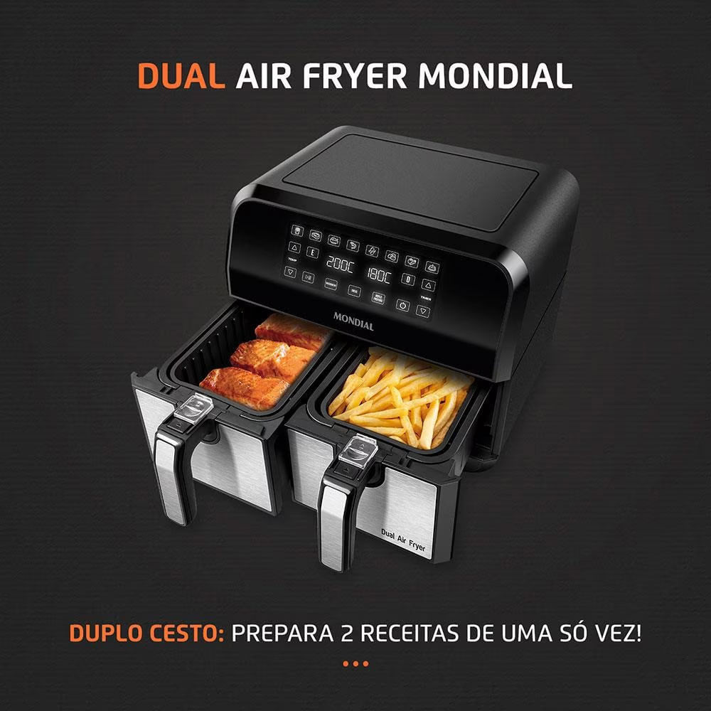 Fritadeira Elétrica Air Fryer Mondial Dual