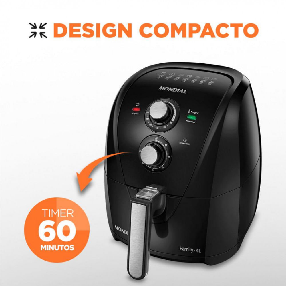 Fritadeira Elétrica Sem Óleo Air Fryer Mondial Family AFN40FB 4 L Preto / 220V