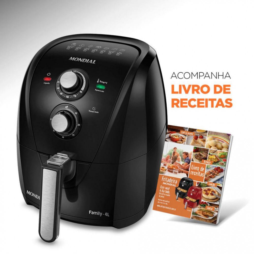 Fritadeira Elétrica Sem Óleo Air Fryer Mondial Family AFN40FB 4 L Preto / 220V