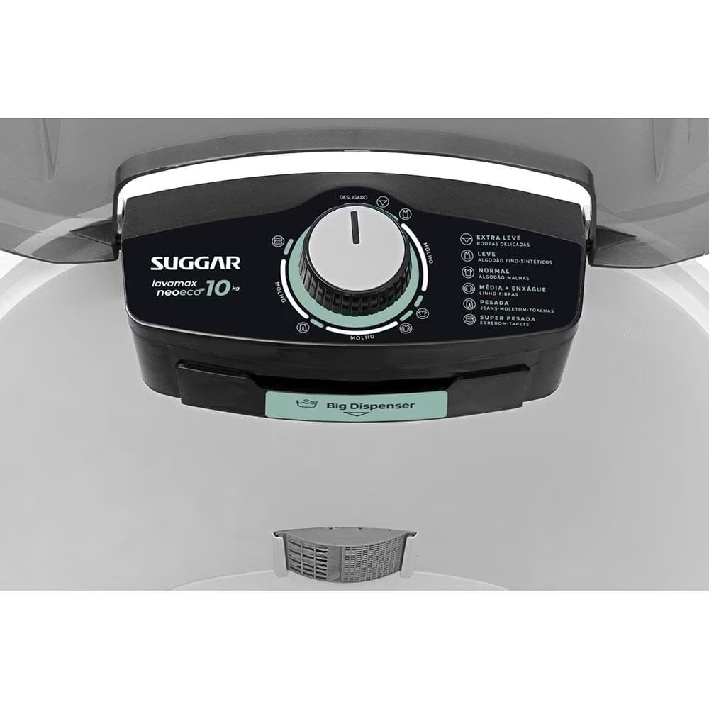 Lavadora de Roupas 10kg Suggar Neo Eco LE1011BR com 6 Programas de Lavagem Branco / 110V