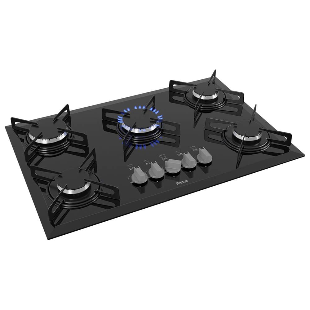 Cooktop a Gás 5 Bocas Chef 5 Bisote Philco Preto / Bivolt