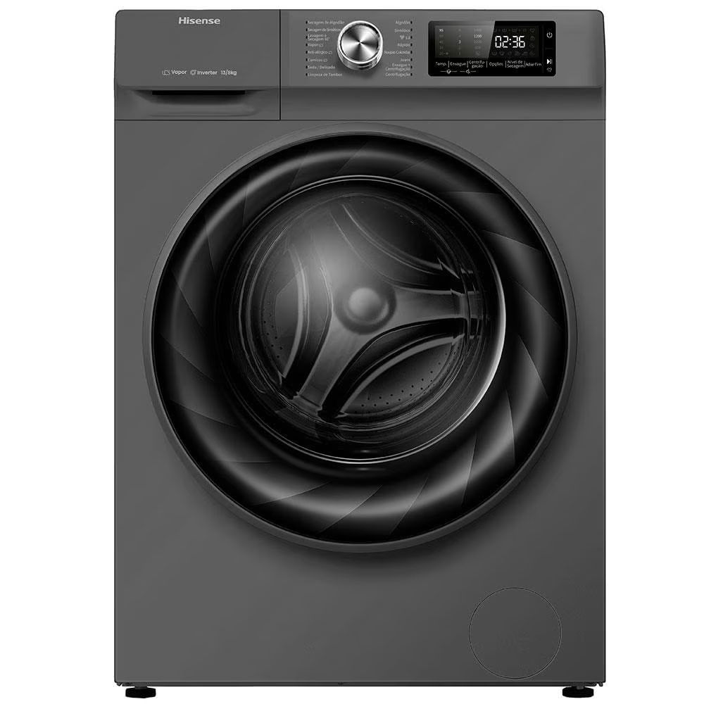 Lava e Seca Hisense WD5Q13 Titanium com Motor Inverter e Função Steam - 13/8kg