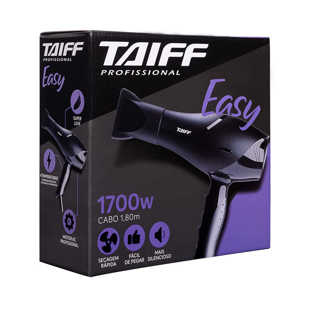 Secador de Cabelos Taiff Easy Motor AC Profissional 1700W Preto / 110V