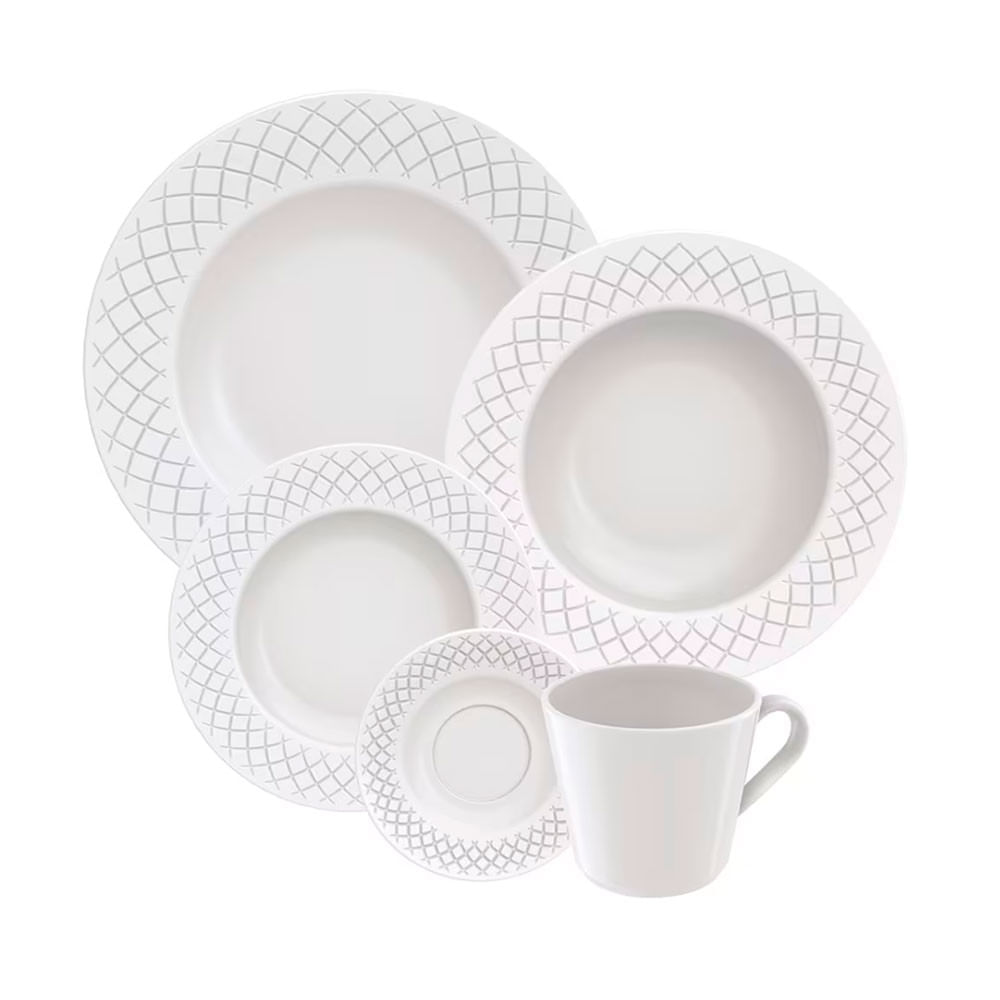 Aparelho de Jantar 20 Peças Tramontina Ingrid em Porcelana Decorada