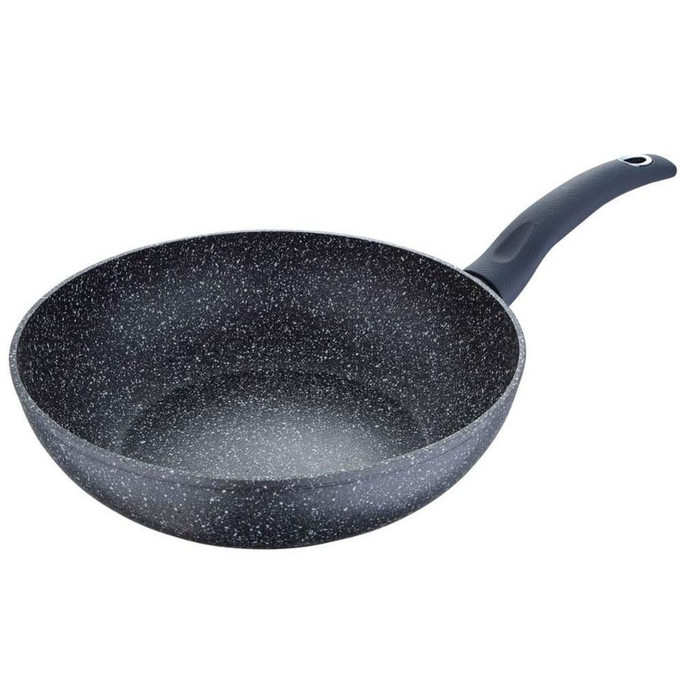 Frigideira Wok Bergner Orion em Alumínio Forjado com Revestimento em Marble e Fundo de Indução 28 cm Cinza