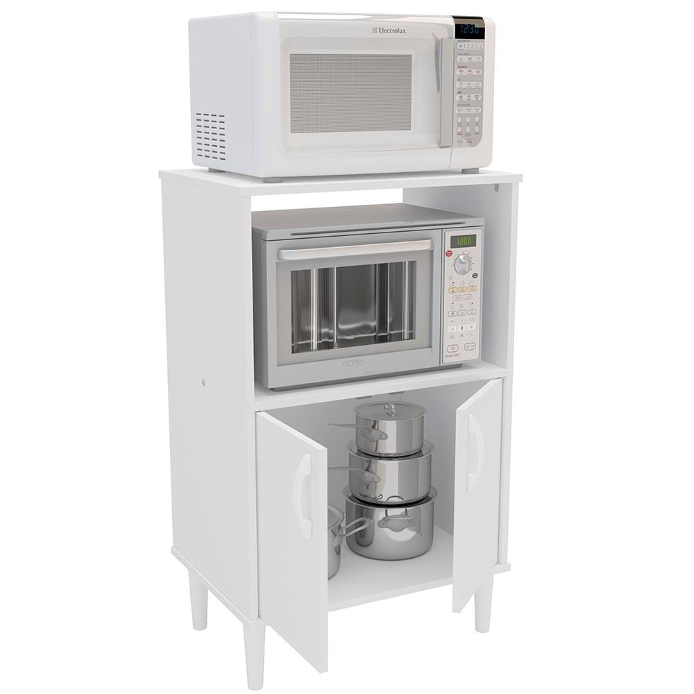 Armário para Micro-ondas Politorno Facility com 2 Portas Branco