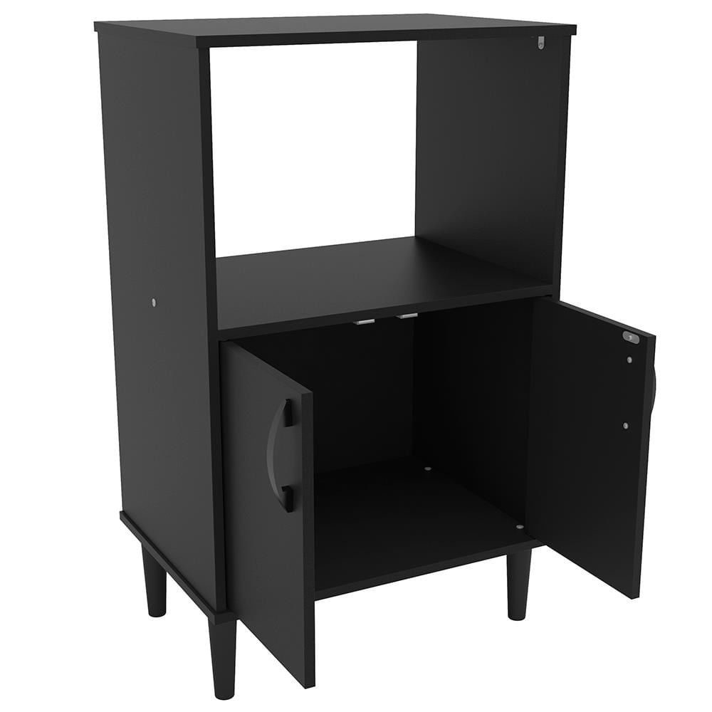 Armário para Micro-ondas Politorno Facility com 2 Portas Preto