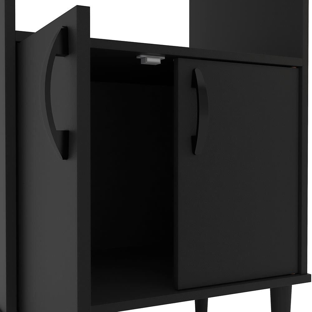 Armário para Micro-ondas Politorno Facility com 2 Portas Preto