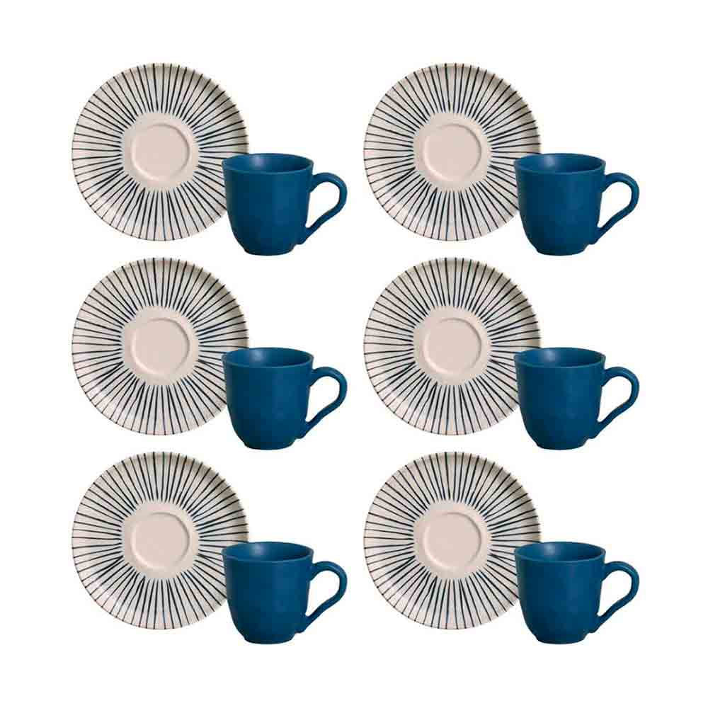 Encontraproduto.com.br - Conjunto C/ 6 Xícaras De Café C/ 6 Pires Bio Stoneware Elemento 120ml