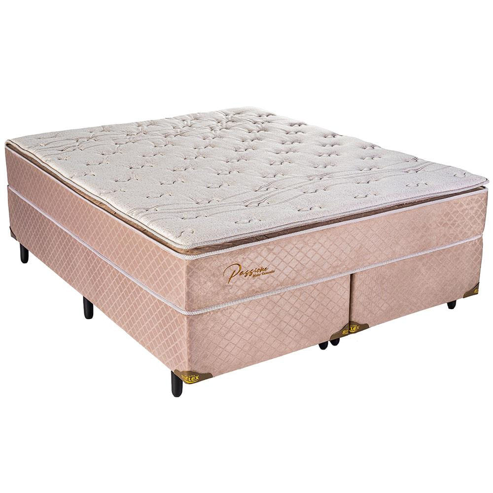 Cama Box King Size Biflex Passione com Pillow Top e Molas Pocket 72 x 193 x 203cm