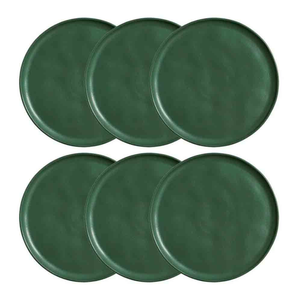 Conjunto com 6 Pratos Rasos Porto Brasil Bio Leaf em Stoneware 27,5 cm Verde