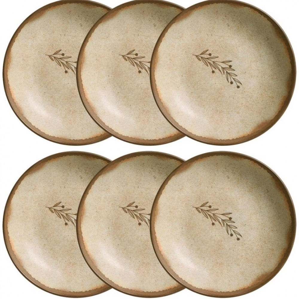 Conjunto de Pratos Fundos Porto Brasil Nativa Bio Stoneware 22,5cm 6 Peças