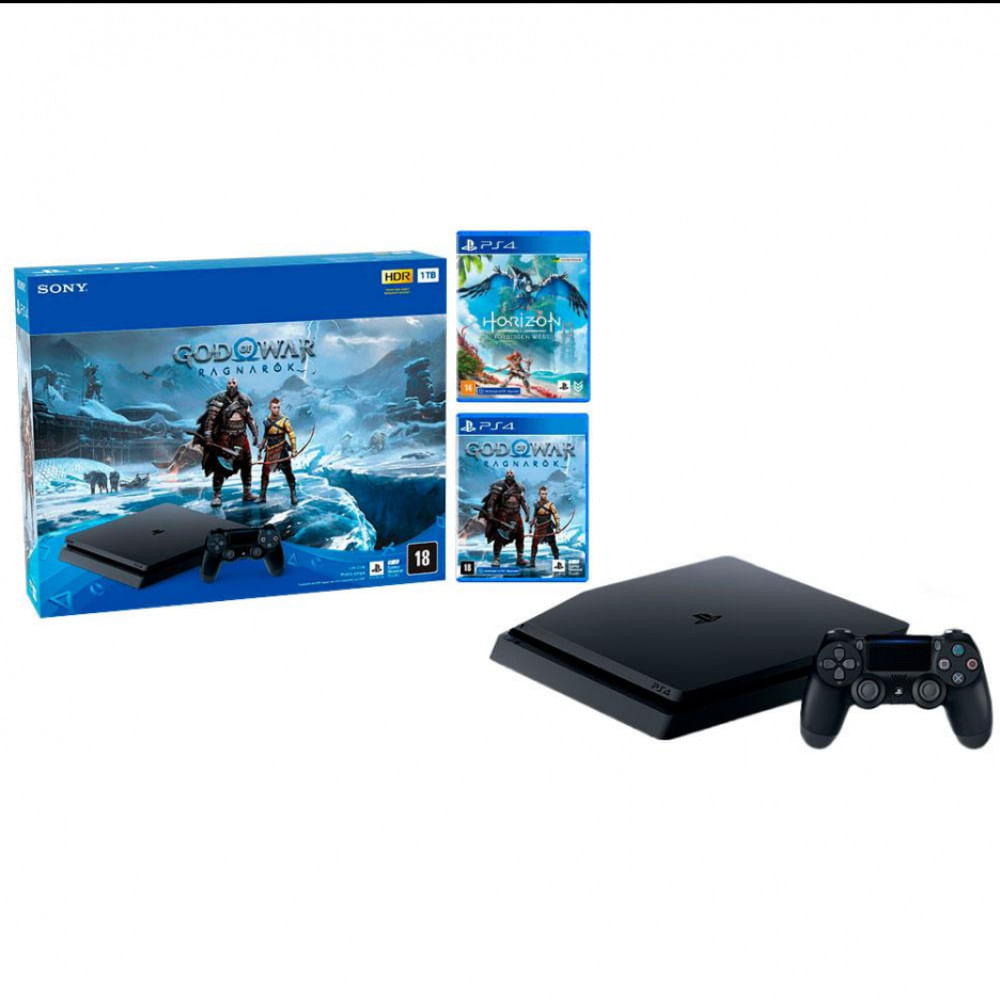 Console Playstation 4 Slim 1 Tb God Of War Ragnarok Bundle + Jogo 