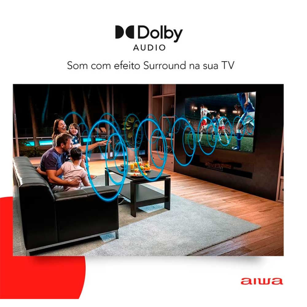 Smart TV 32 Aiwa HD AWS-TV-32-BL-02-A Andr Comando de Voz, Dolby Audio, HDR10, Borda Ultrafina Preto
