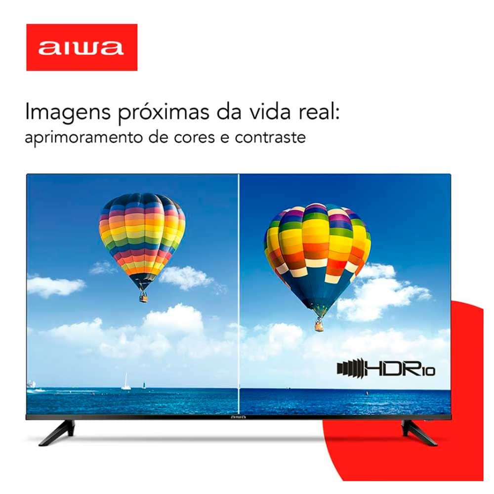 Smart TV 32 Aiwa HD AWS-TV-32-BL-02-A Andr Comando de Voz, Dolby Audio, HDR10, Borda Ultrafina Preto
