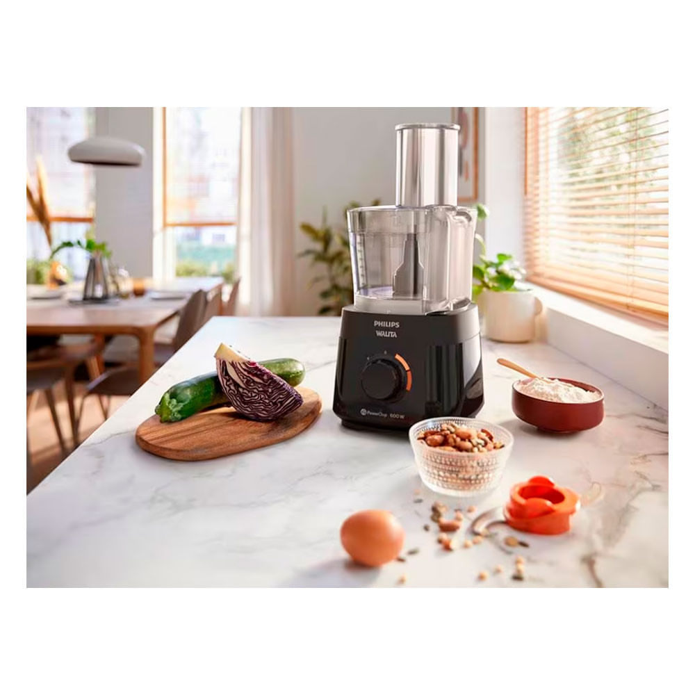 Processador de Alimentos Philips Walita PowerChop RI7300 3 em 1 com 2 Velocidades 600 W Preto / 110V