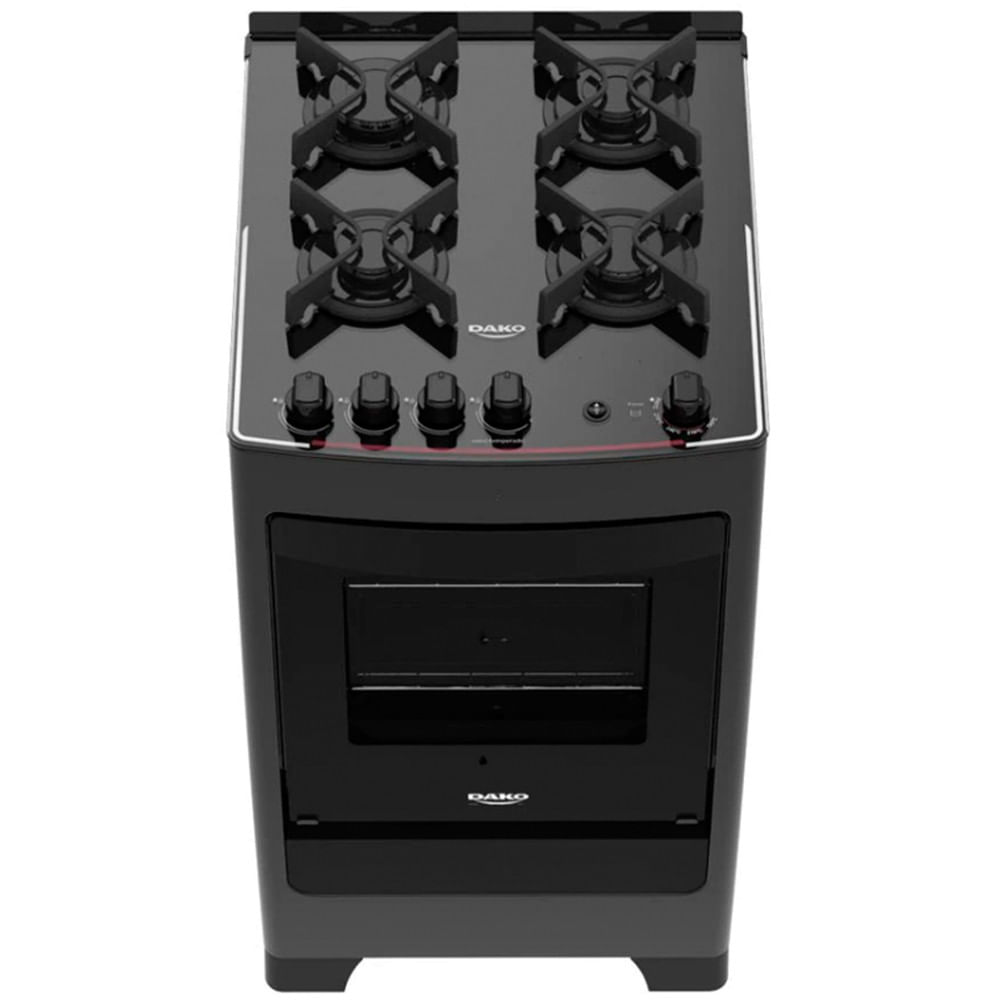 Fogão 4 Bocas Supreme Glass Acendimento Automático Dako Preto / Bivolt