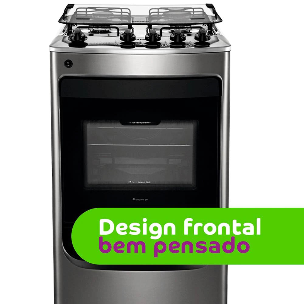 Fogão 4 Bocas CFO4NAR Acendimento Automático e Design Frente Única Consul Inox / Bivolt