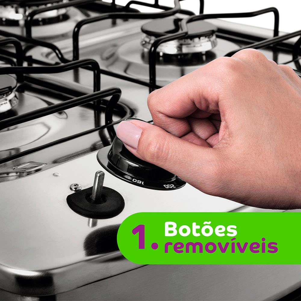 Fogão 4 Bocas CFO4NAR Acendimento Automático e Design Frente Única Consul Inox / Bivolt