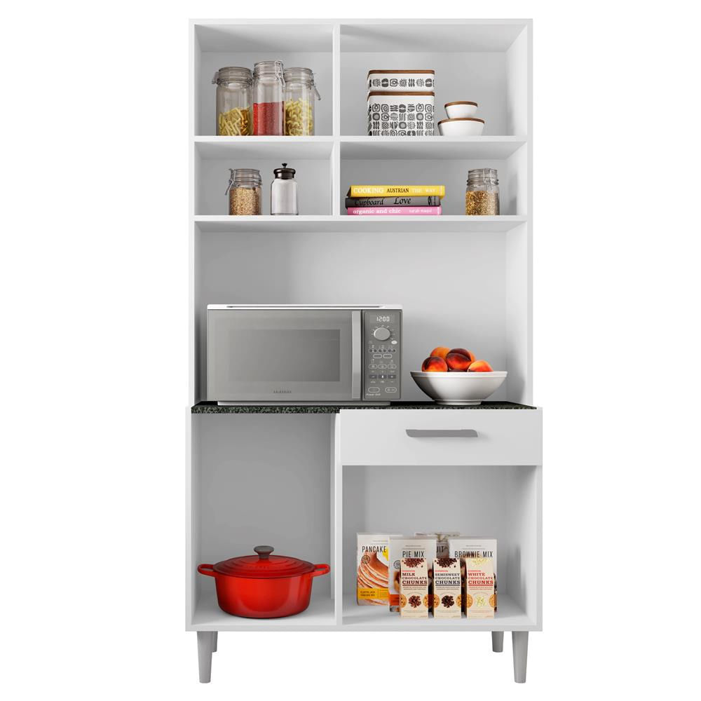 Cozinha Compacta Poliman Móveis Carol com 6 Portas e 1 Gaveta Branco