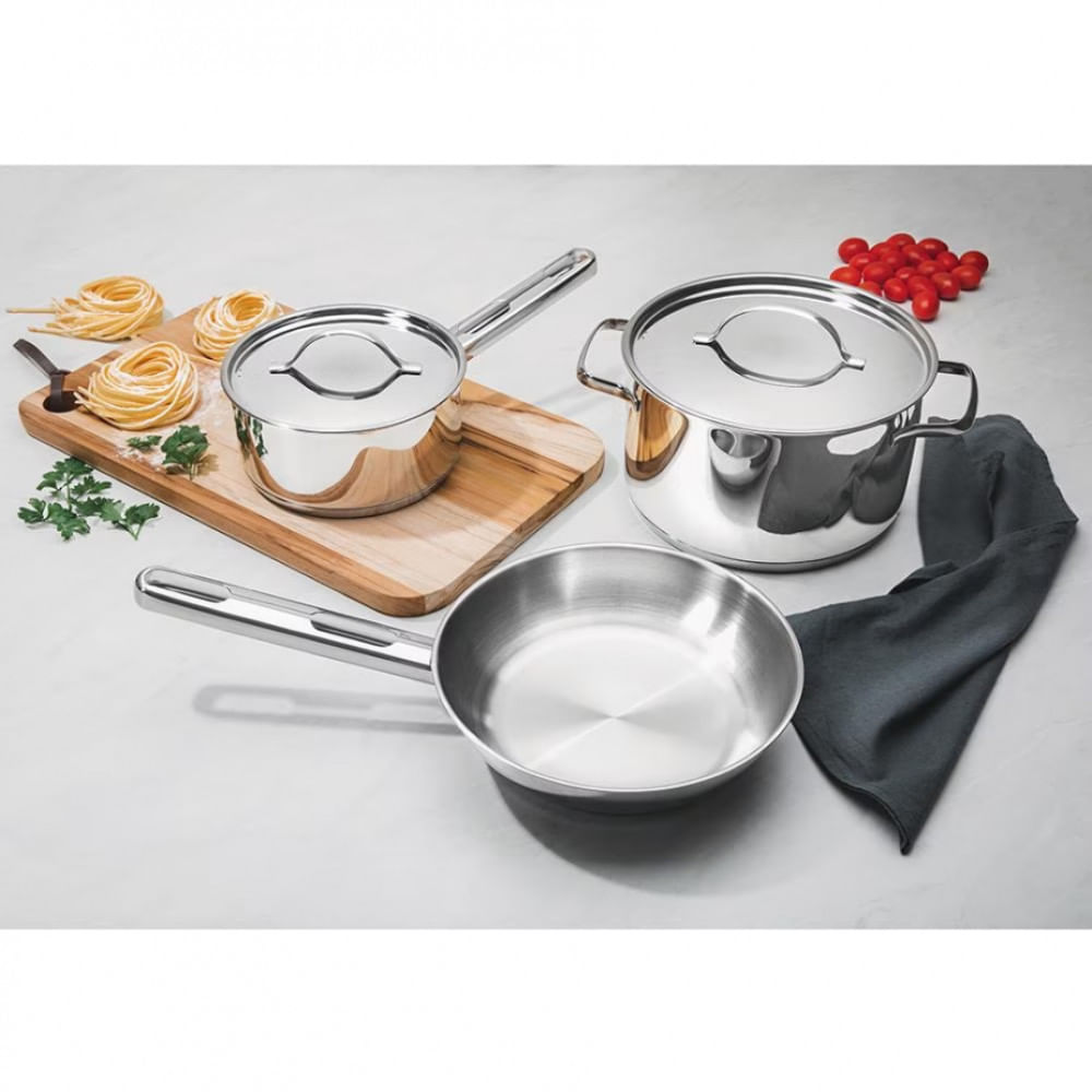 Conjunto de Panelas 5 Peças Tramontina Ísis em Aço Inox Inox