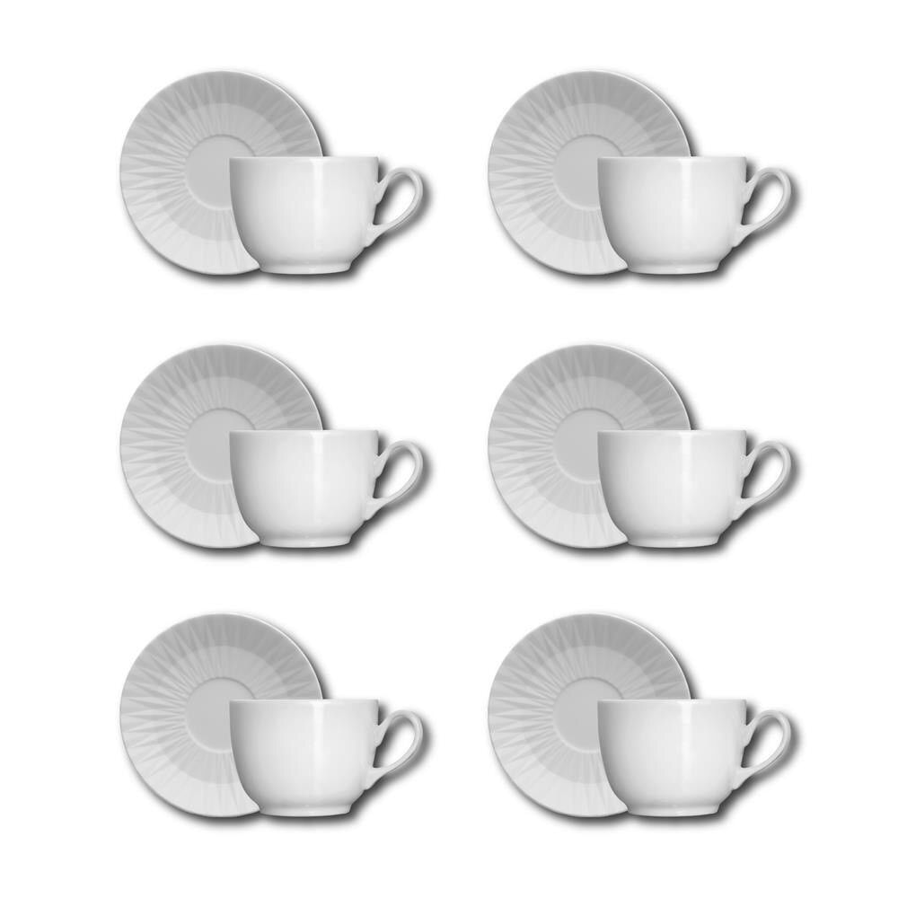 Conjunto de Xícaras para Café Germer Diamante em Porcelana 80 ml 6 Peças