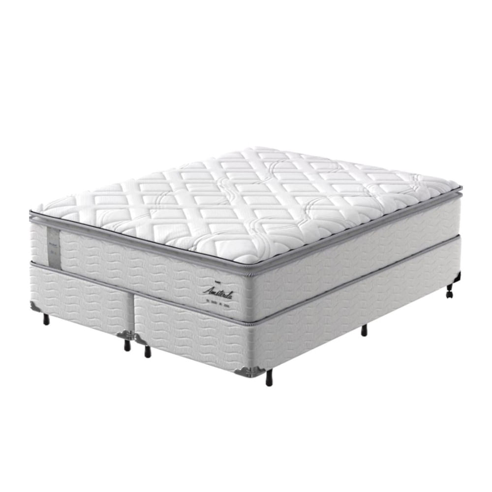 Cama Box King Size Probel Amsterdã D20 D33 com Molas Pocket e Pillow Top 72x193x203 Branco com Preto