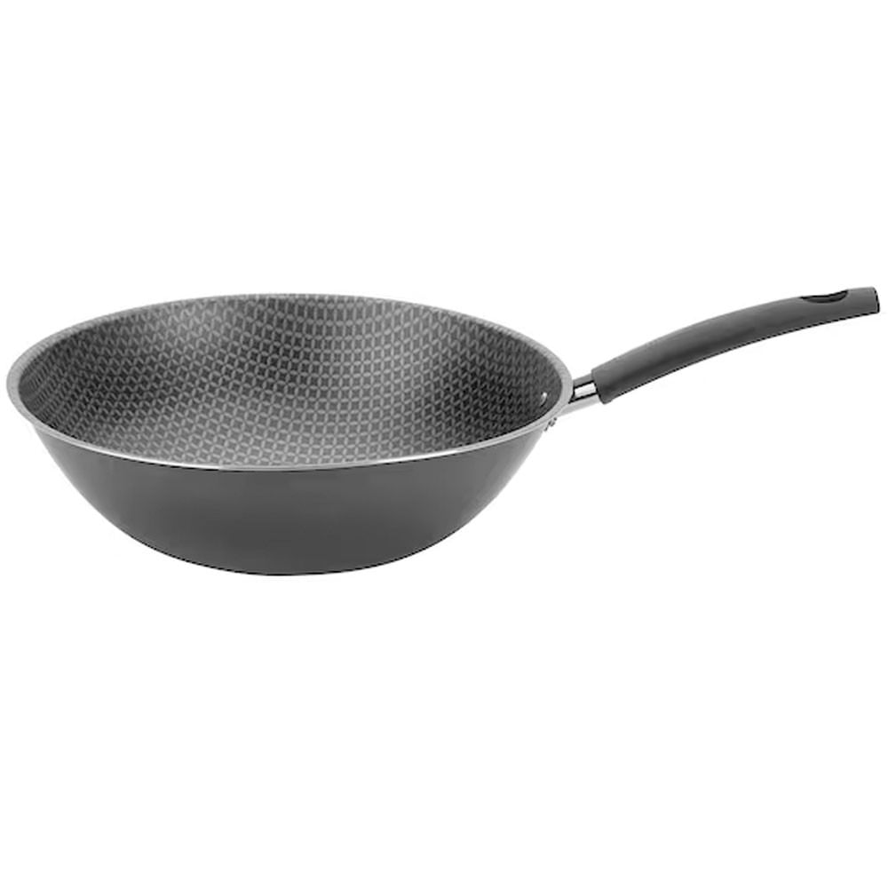 Frigideira Wok Multiflon Essencial Oriental com Revestimento Antiaderente Ultra 7 Preta 24 cm