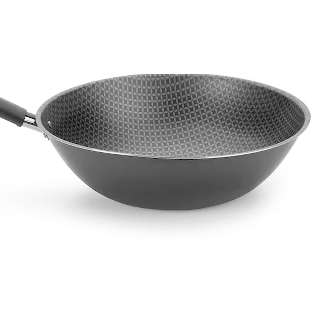 Frigideira Wok Multiflon Essencial Oriental com Revestimento Antiaderente Ultra 7 Preta 24 cm Preto