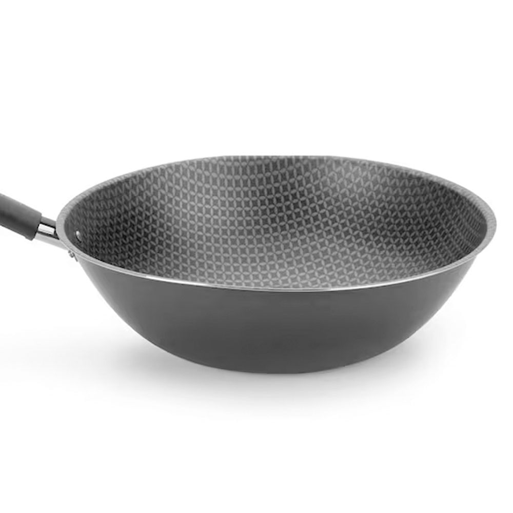 Frigideira Wok Multiflon Essencial Oriental com Revestimento Antiaderente Ultra 7 Preto 28 cm Preto