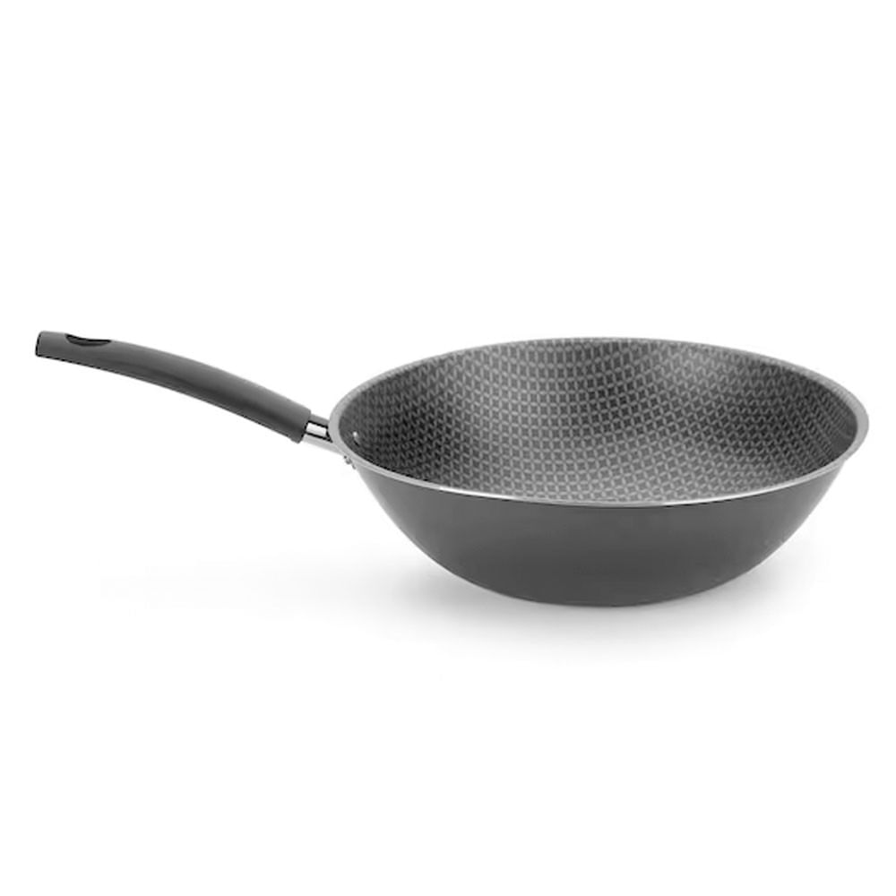 Frigideira Wok Multiflon Essencial Oriental com Revestimento Antiaderente Ultra 7 Preto 28 cm Preto