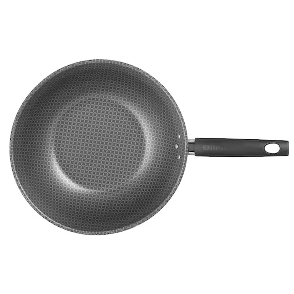 Frigideira Wok Multiflon Essencial Oriental com Revestimento Antiaderente Ultra 7 Preto 28 cm Preto