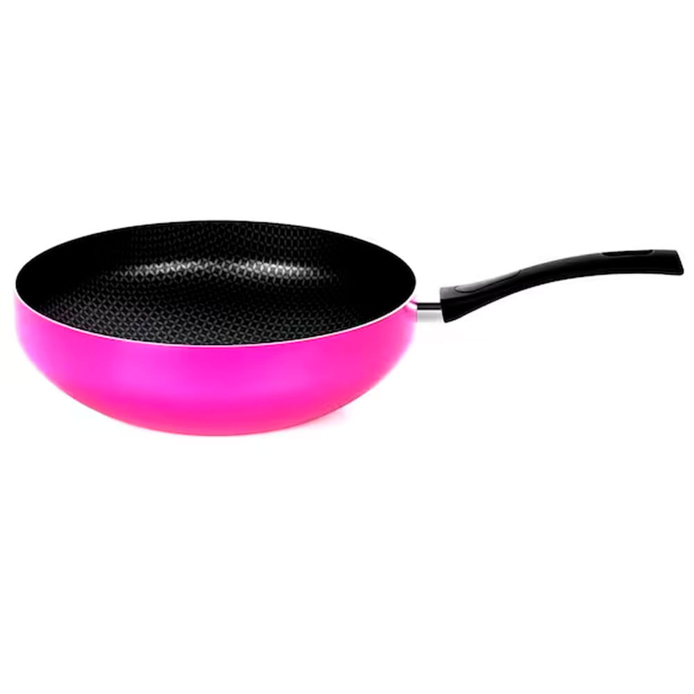 Frigideira Wok Multiflon Color com Revestimento Ultra 7 Rosa 28 cm