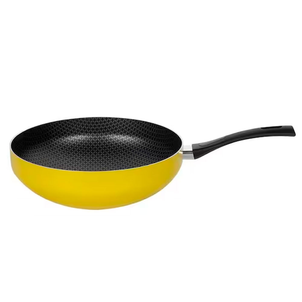 Frigideira Wok Multiflon Color com Revestimento Ultra 7 Amarela 28 cm