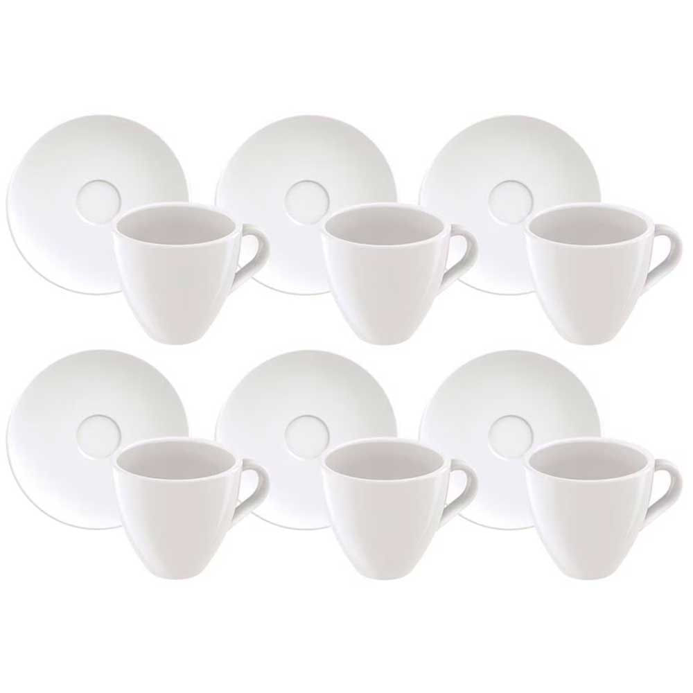 Conjunto com 6 Xícaras e Pires para Expresso Tramontina Paola em Porcelana 95 ml