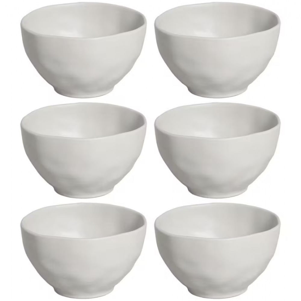 Conjunto de Bowls Porto Brasil Orgânico Vit em Stoneware 558 ml 6 Peças Cinza