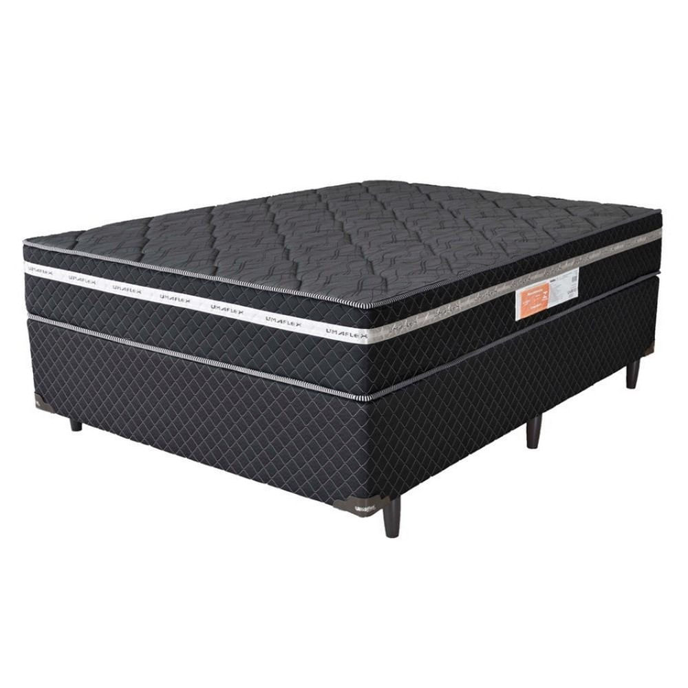 Cama Box Casal Umaflex Essencial Eurotop e Molas Ensacadas Chumbo com Preto