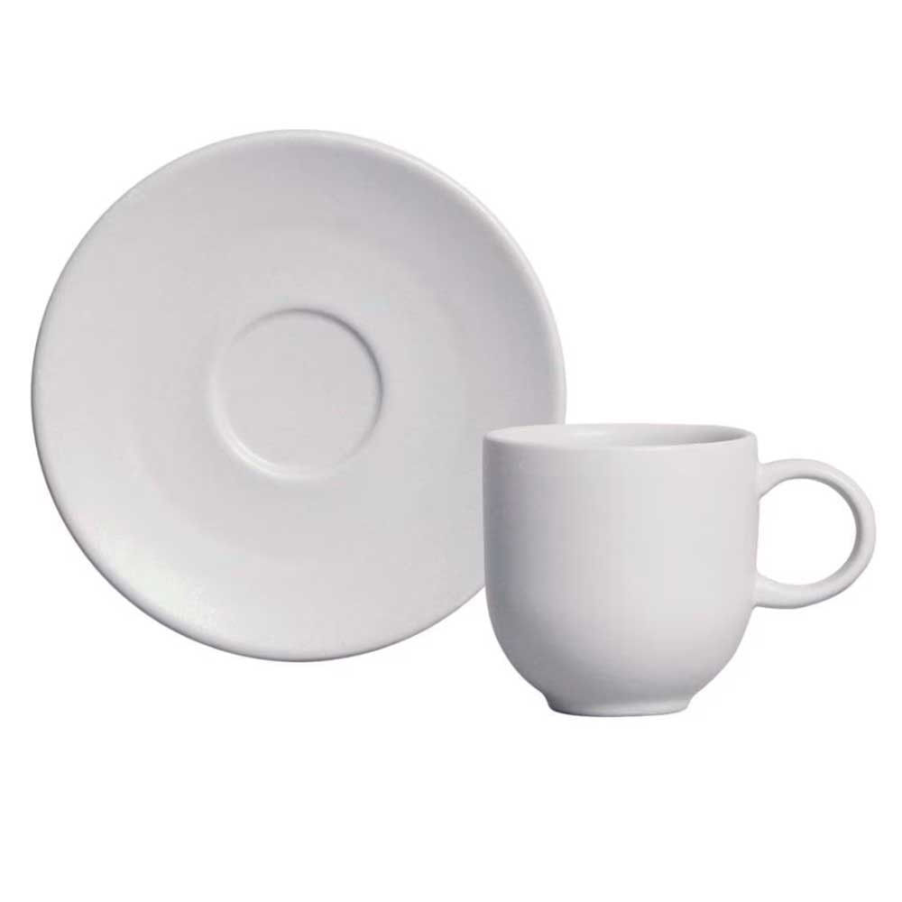 Conjunto com 6 Xícaras e Pires para Café Porto Brasil Coup Vit em Stoneware 97 ml Cinza