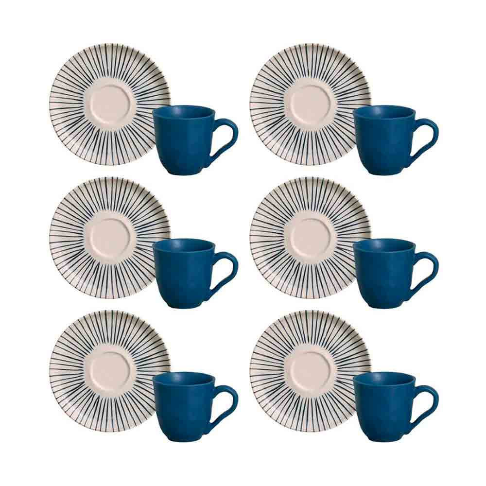 Encontraproduto.com.br - Conjunto C/ 6 Xícaras De Café C/ 6 Pires Bio Stoneware Elemento 120ml