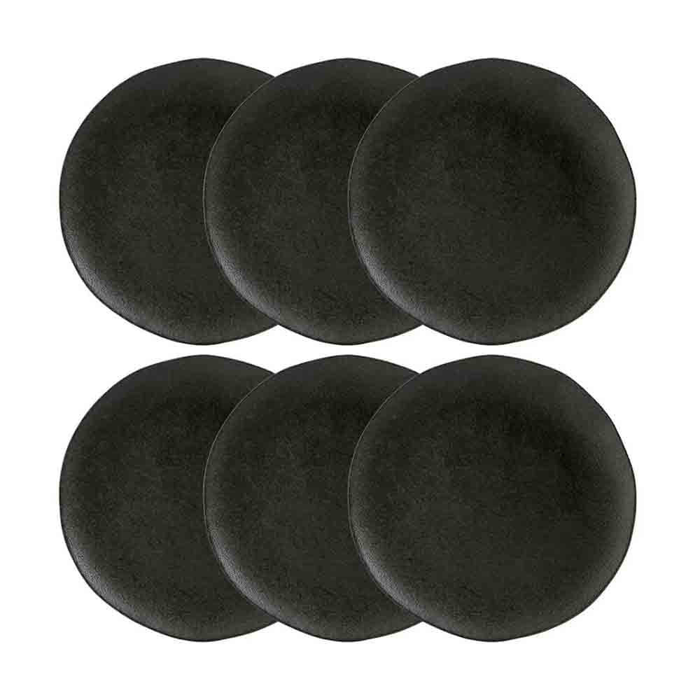 Conjunto com 6 Pratos Rasos Porto Brasil Orgânico Carbon em Stoneware 26,5cm