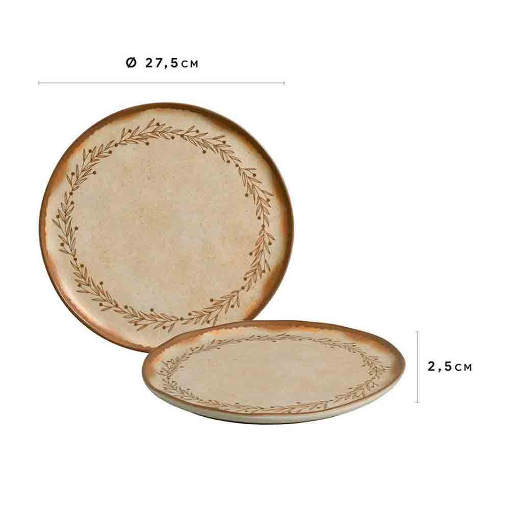 Conjunto com 6 Pratos Rasos Porto Brasil Bio Nativa em Stoneware 27,5 cm Cinza